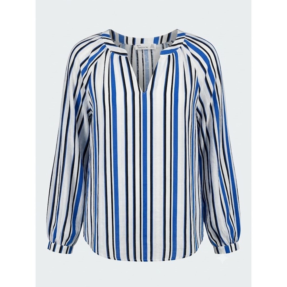 89th + Madison Womens Blue White Striped Nautical Airy Polyester Blouse Size M